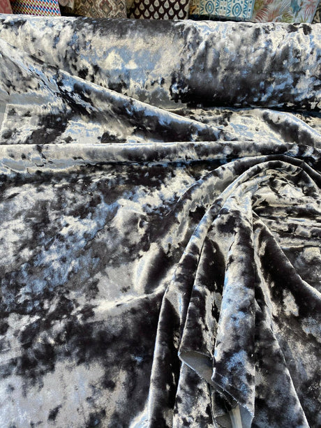 3D Velvet Polyester Fabric - Charcoal Gray Solid, Heavy Duty Upholstery, 1 Yard (By The Yard)