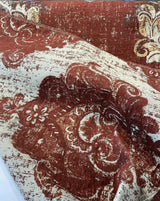 Saona Auburn Red Chenille Fabric - Damask Pattern, 54" Width, 100 Percent Polyester (1 Yard)
