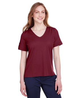 Devon & Jones® CrownLux Performance Ladies Plaited Rolled Sleeve Top