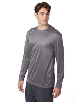 Hanes Cool long sleeve performance crewneck athletic T-shirt