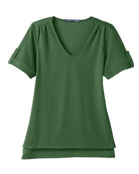 Devon & Jones® CrownLux Performance Ladies Plaited Rolled Sleeve Top