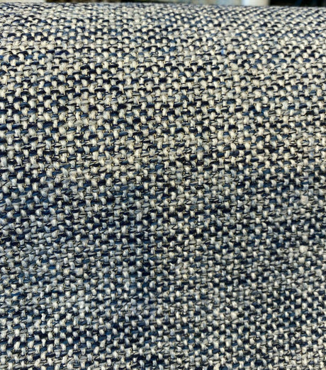 Swavelle Chenille Ridge Blue Ink Latex Backed Upholstery Fabric - Navy Blue Off White Basket Weave, 55" Width (1 Yard)