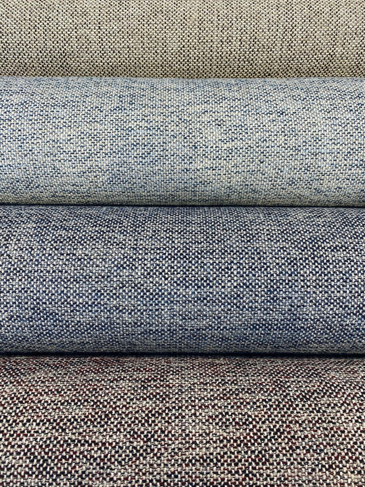 Swavelle Chenille Ridge Blue Ink Latex Backed Upholstery Fabric - Navy Blue Off White Basket Weave, 55" Width (1 Yard)