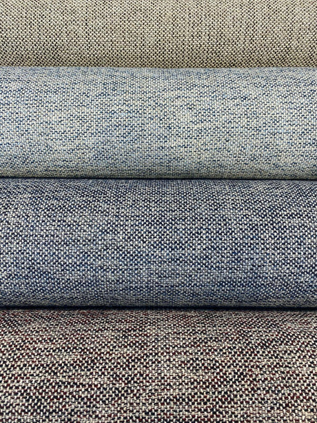 Swavelle Chenille Ridge Blue Ink Latex Backed Upholstery Fabric - Navy Blue Off White Basket Weave, 55" Width (1 Yard)