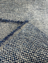 Swavelle Chenille Ridge Blue Ink Latex Backed Upholstery Fabric - Navy Blue Off White Basket Weave, 55" Width (1 Yard)