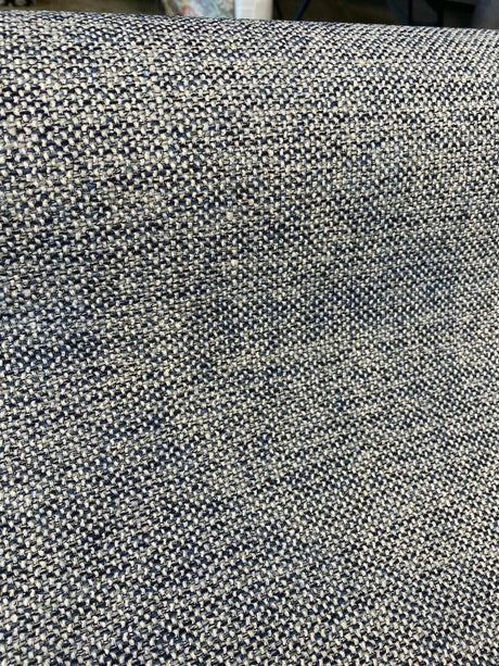 Swavelle Chenille Ridge Blue Ink Latex Backed Upholstery Fabric - Navy Blue Off White Basket Weave, 55" Width (1 Yard)