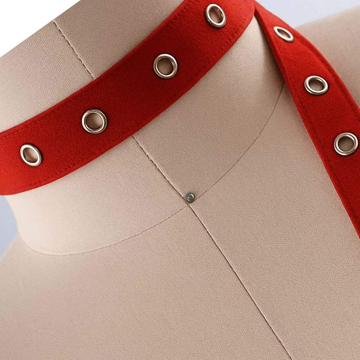 Red Cotton Grommet Tape 0.75" Twill Trim with Silver Eyelets for Sewing & DIY Crafts
