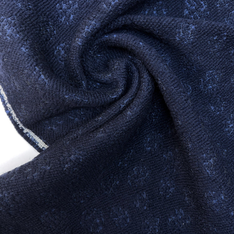 Wool Silk Double Weave Blue Abstract Fabric