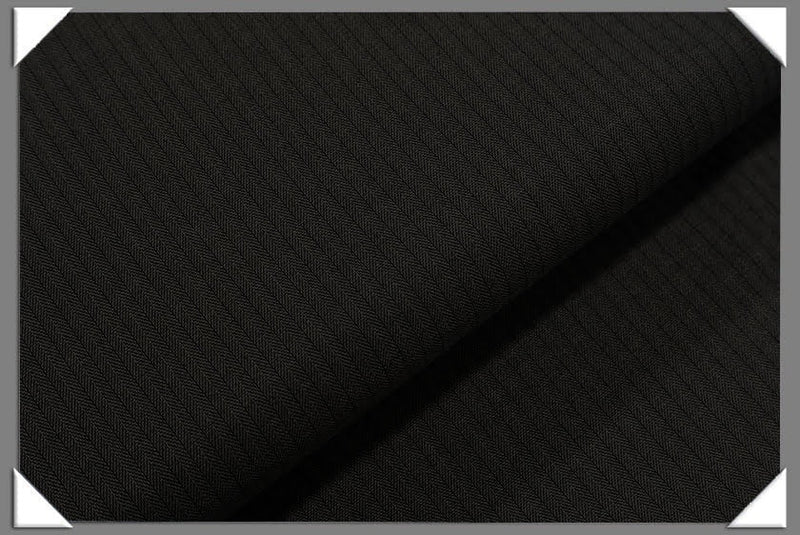 Black Vegan Herringbone Polyester Fabric - Black Herringbone, 60" Width