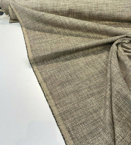 P Kaufmann Tact Chenille Upholstery Fabric - Graphite Herringbone, 56" Width (1 Yard)
