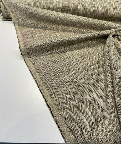 P Kaufmann Tact Chenille Upholstery Fabric - Graphite Herringbone, 56" Width (1 Yard)