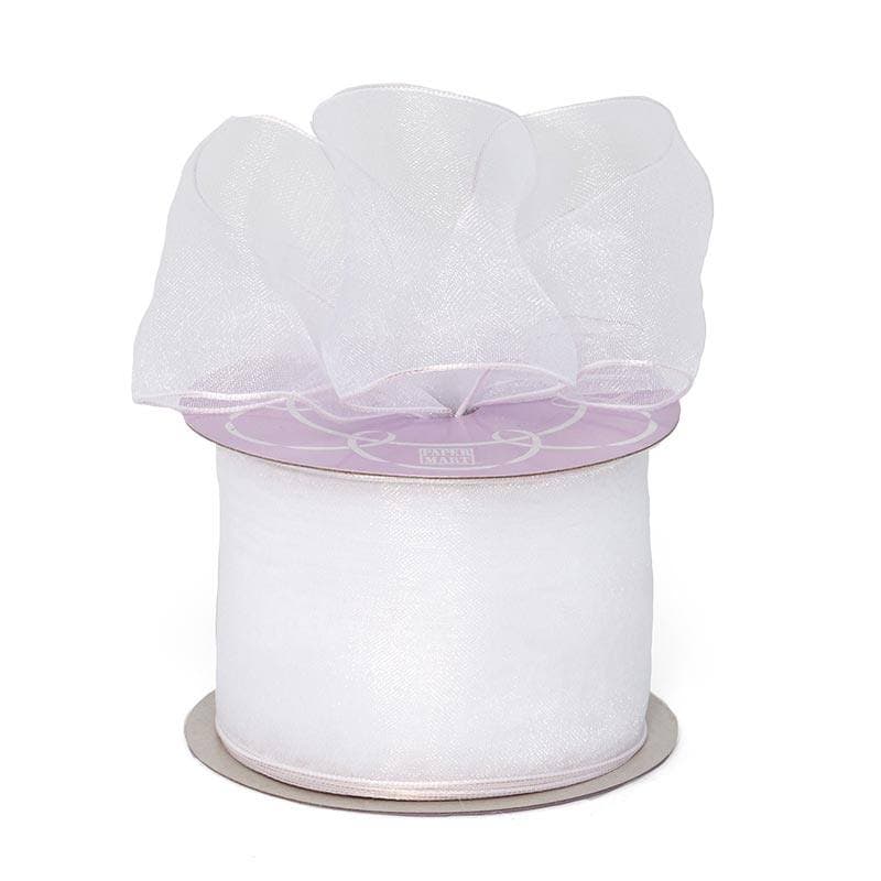 Sheer Organza Wired Ribbon 1 1/2 '' X 25 yd White Color 1 / roll