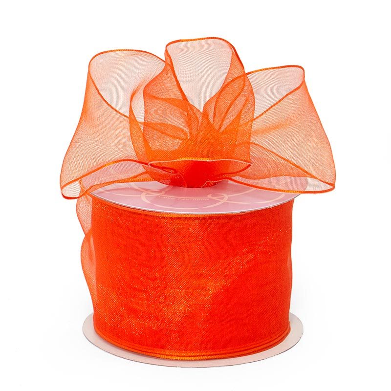 Sheer Organza Wired Ribbon 2 1/2 '' X 25 yd Orange Color 1 / roll