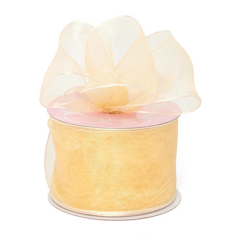 Sheer Organza Wired Ribbon 1 1/2 '' X 25 yd Ivory Color 1 / roll