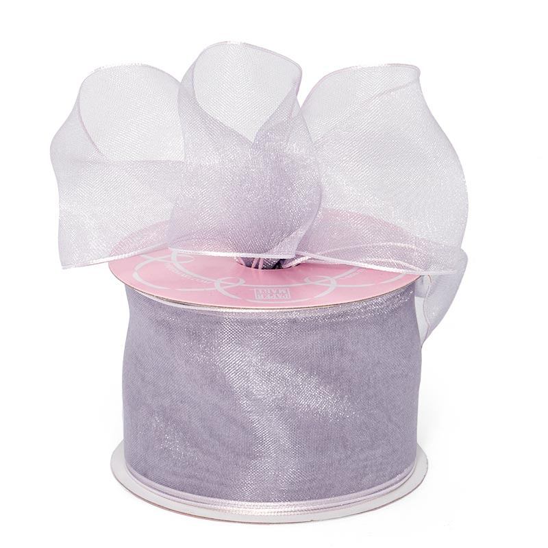 Sheer Organza Wired Ribbon 1 1/2 '' X 25 yd Silver Color 1 / roll