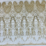 Beaded Lace Fabric on Polyester Net Mesh