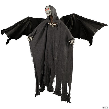 RADYAN Animated Hanging Winged Grim Reaper with LED Eyes Halloween Decor shown in a clear product image