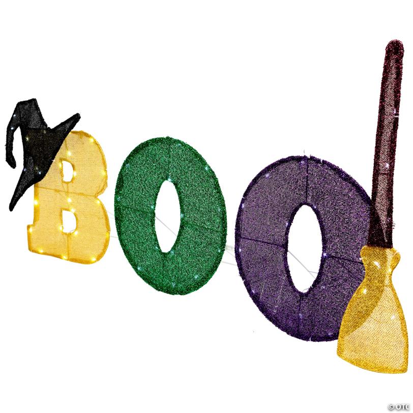 50" LED Lighted Tinsel 'Boo' Outdoor Halloween Decoration