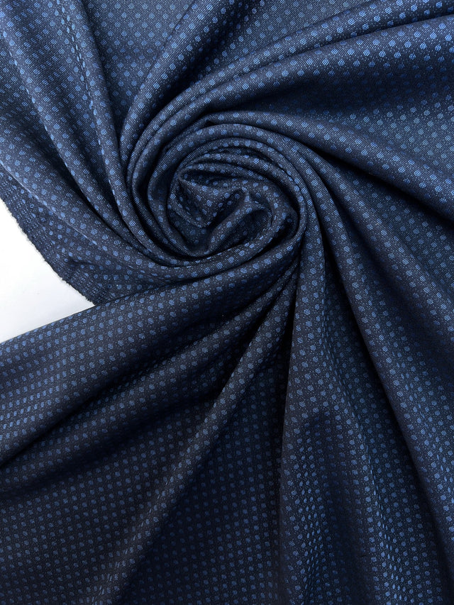 Cotton Jacquard Fabric Blue Black