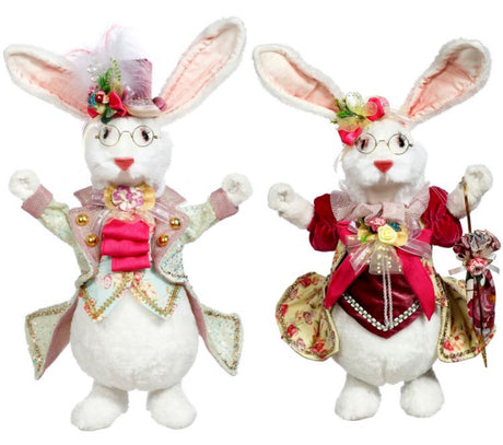 15" Mr & Mrs Fluffy Chubby Rabbit, Set of 2 - Mark Roberts