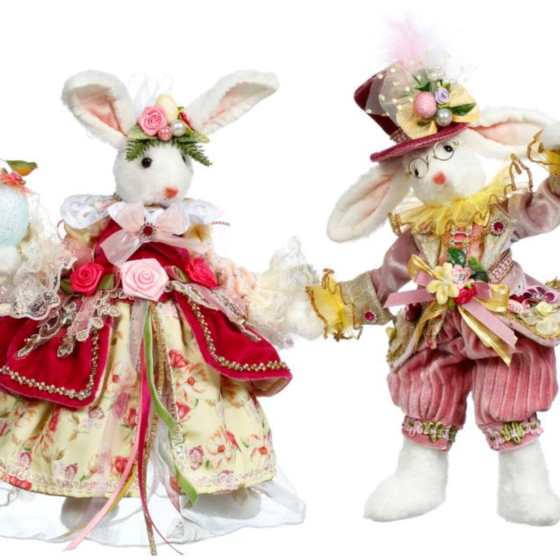 13" - 15" Mr & Mrs Cotton Tail Rabbit, Set of 2 - Mark Roberts