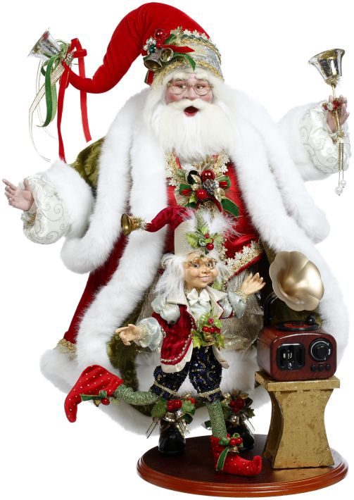 23" Santa and Elf Playing Records - Mark Roberts