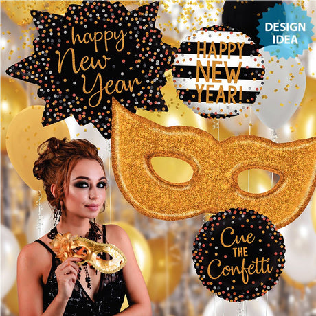 Gold Glitter Mask Foil Balloon