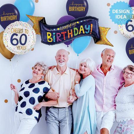 Foil Balloon Navy Birthday Banner