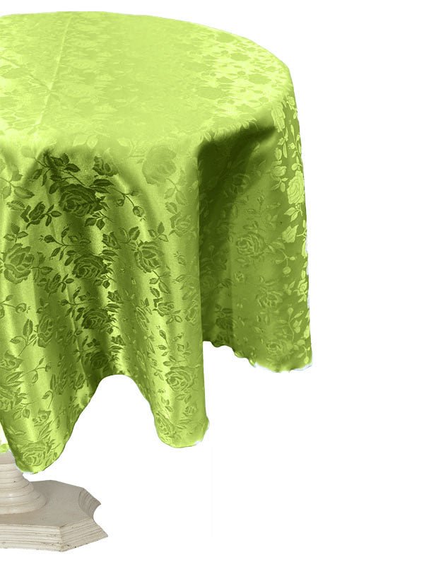 Rose Jacquard Satin Fabric - Floral Pattern, 51" Round Tablecloth (1 Piece)