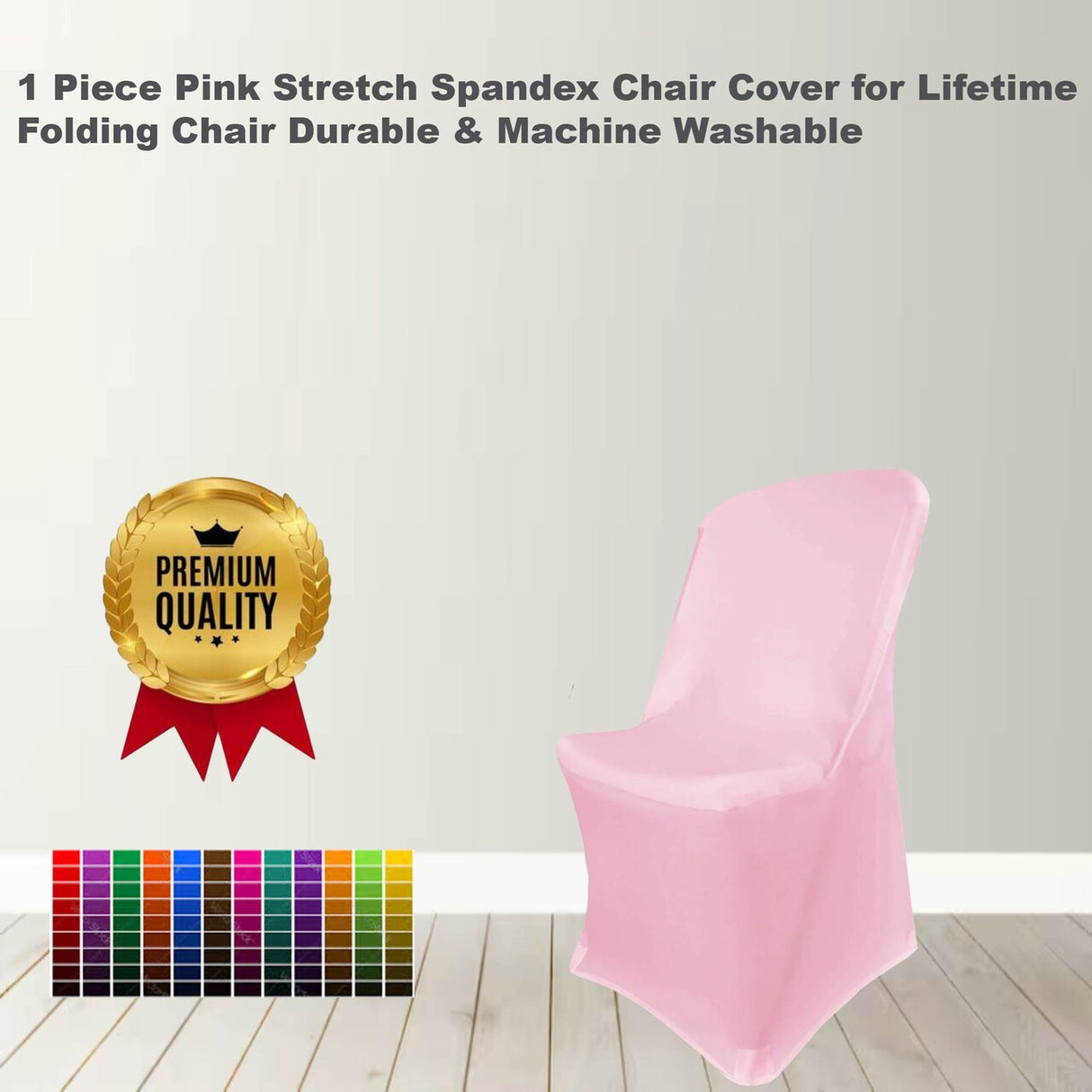 1 Piece Pink Stretch Spandex Chair Cover for Lifetime Folding Chair Durable & Machine Washable