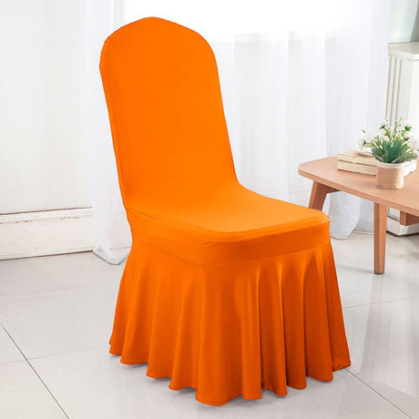 Spandex Banquet Skirt Chair Cover Orange Elegant Stretch Skirt Fit Durable Event Decor