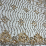 1 Yard Beaded 3D Floral Lace Fabric Embroidered on 100% Polyester Net Mesh | Lace USA - GD-363 - Ivory - 48" Width