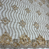 1 Yard Beaded 3D Floral Lace Fabric Embroidered 100 Percent Polyester Net Mesh 48 inch Width