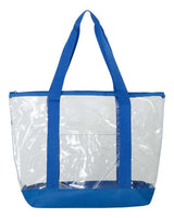 Clear Boat Tote with Zipper Closure and Front Pocket