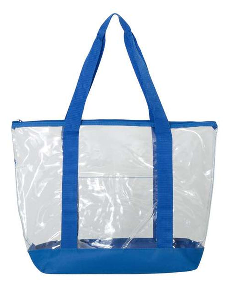 Clear Boat Tote with Zipper Closure and Front Pocket