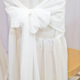 1 Piece White Chiffon Chair Back Cover with Sash Elegant Slipcover for Chiavari Chairs
