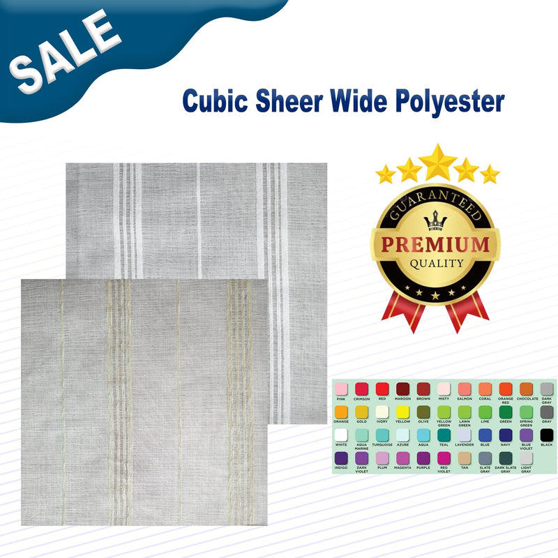 1 Yard Cubic Sheer Wide Polyester Fabric  118" Width