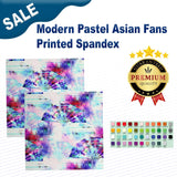 Modern Pastel Asian Fans Printed Spandex