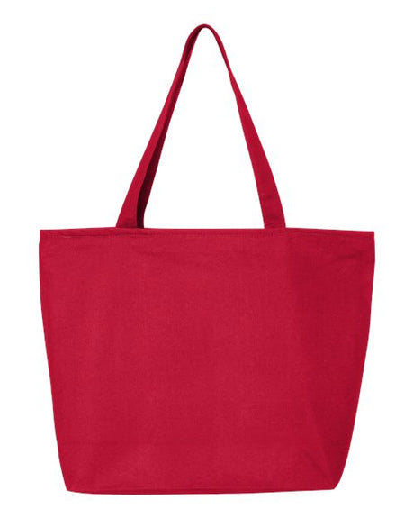 Q-Tees 25L Zippered Cotton Canvas Tote