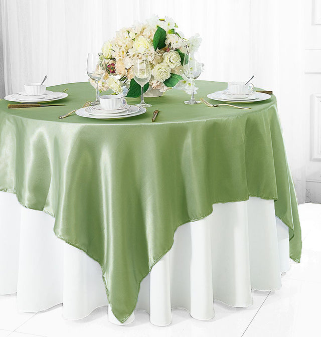 Satin Table Overlay 85x85 Square Sage Green