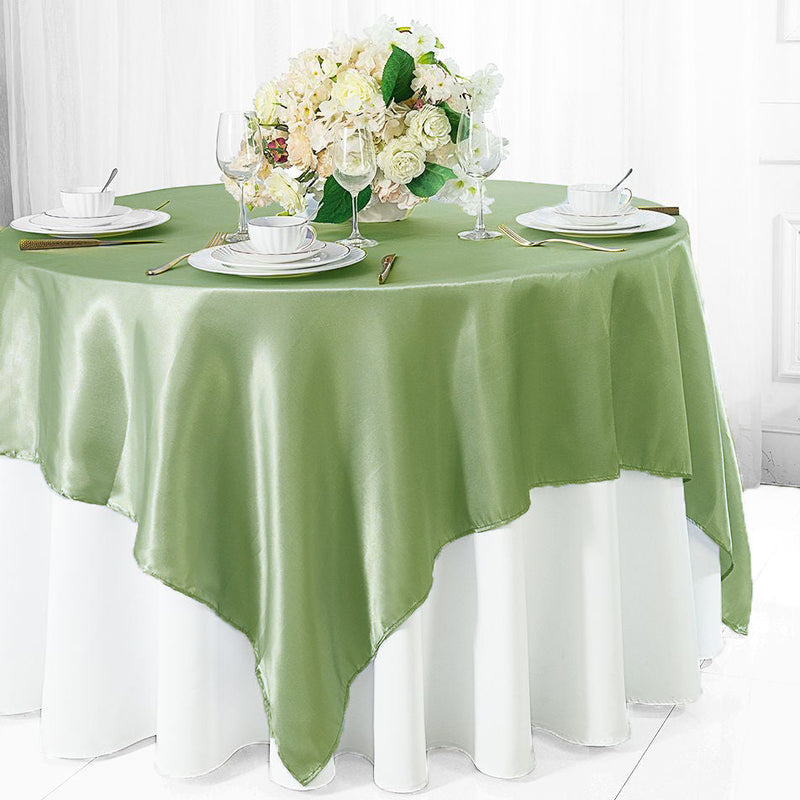 Satin Square Table Overlay 72x72 Sage Green