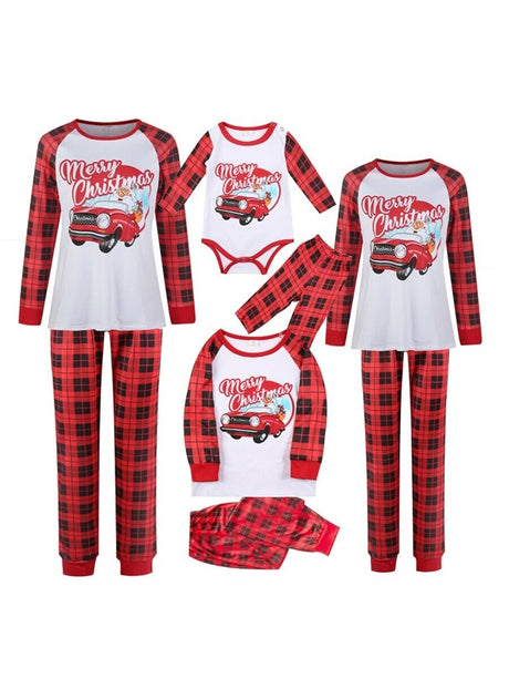 Conjunto de ropa de noche navideña Merry Christmas con Santa y coche