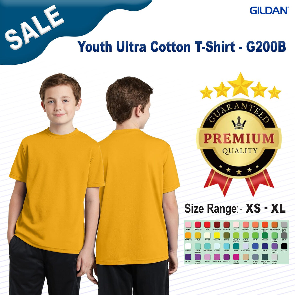 Gildan® Youth Ultra Cotton Short Sleeve Crew Neck T-Shirt