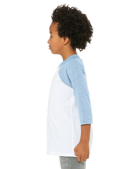 Bella + CanvasÂ Youth Three-Quarter Sleeve Baseball T-Shirt - 3200Y - S