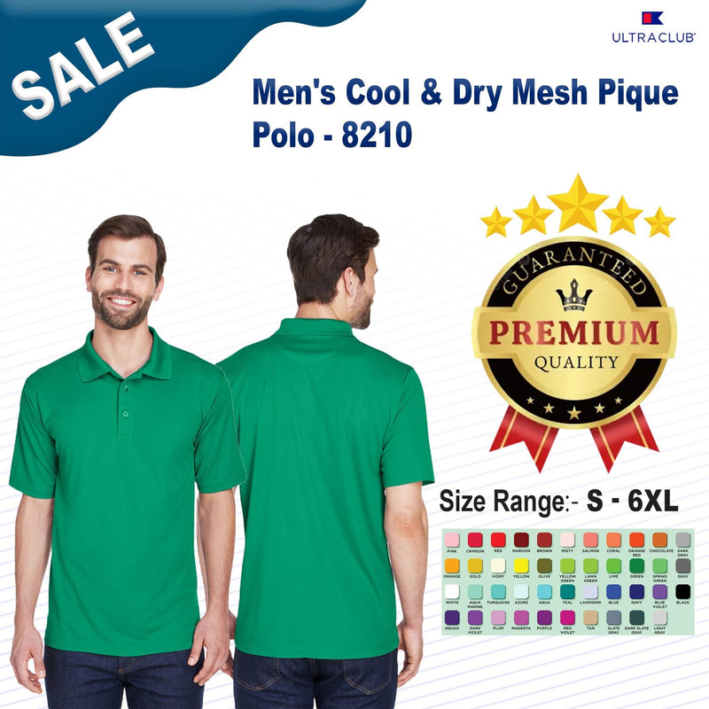 UltraClub® Men's Cool & Dry Mesh Pique Polo