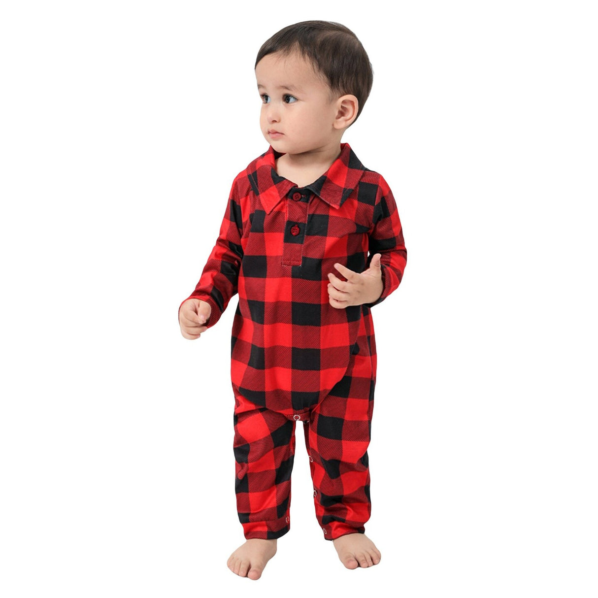 Christmas Checked Print Pajamas Sets Dress Shirt Trousers