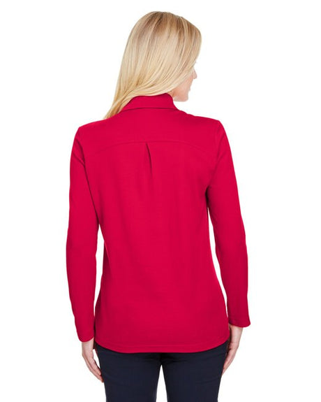 Devon & Jones® CrownLux Performance Ladies' Plaited Long Sleeve Polo
