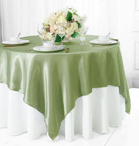 Satin Square Table Overlay 72x72 Sage Green