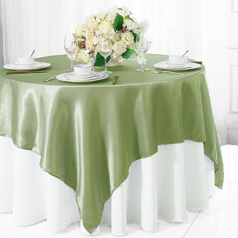 Square Satin Table Overlay 54x54 Sage Green