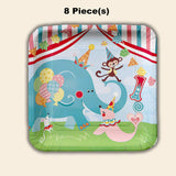 8 Ct.1st Birthday Circus Party Paper Dinner Plates Colorful Animal Themed Tableware 9.25 Inch